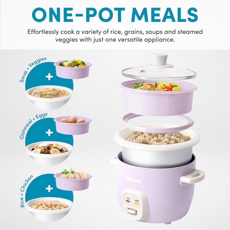 Aroma ® CoreCoat Rice Cooker with Pop-Up Food Steaming Basket (4 Cups Cooked, 2 Cups Uncooked) - Image 2